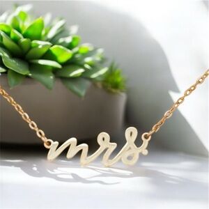 Gold Cursive 'Mrs' Necklace Elegant Bridal Jewelry